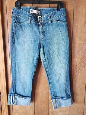 Gap Low Rise Cropped Stretch Jeans Womens Size 8 Blue Denim Capri Cotton Spandex